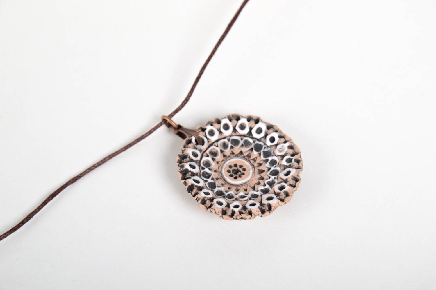 Handmade pendant ceramic neck accessory designer necklace stylish women gift photo 5