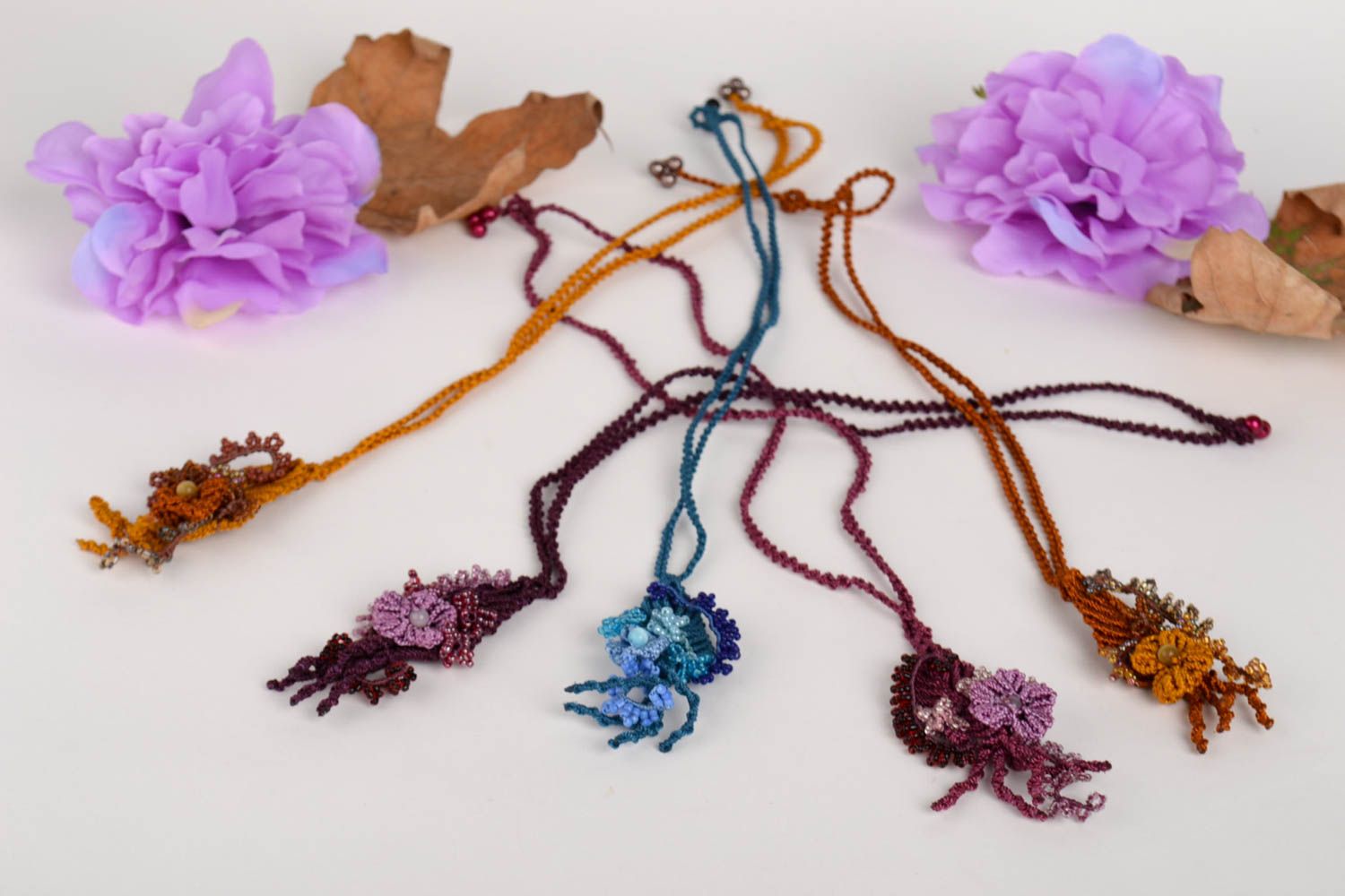 Handmade pendant fashion thread jewelry 5 pieces gift for women macrame ideas photo 1
