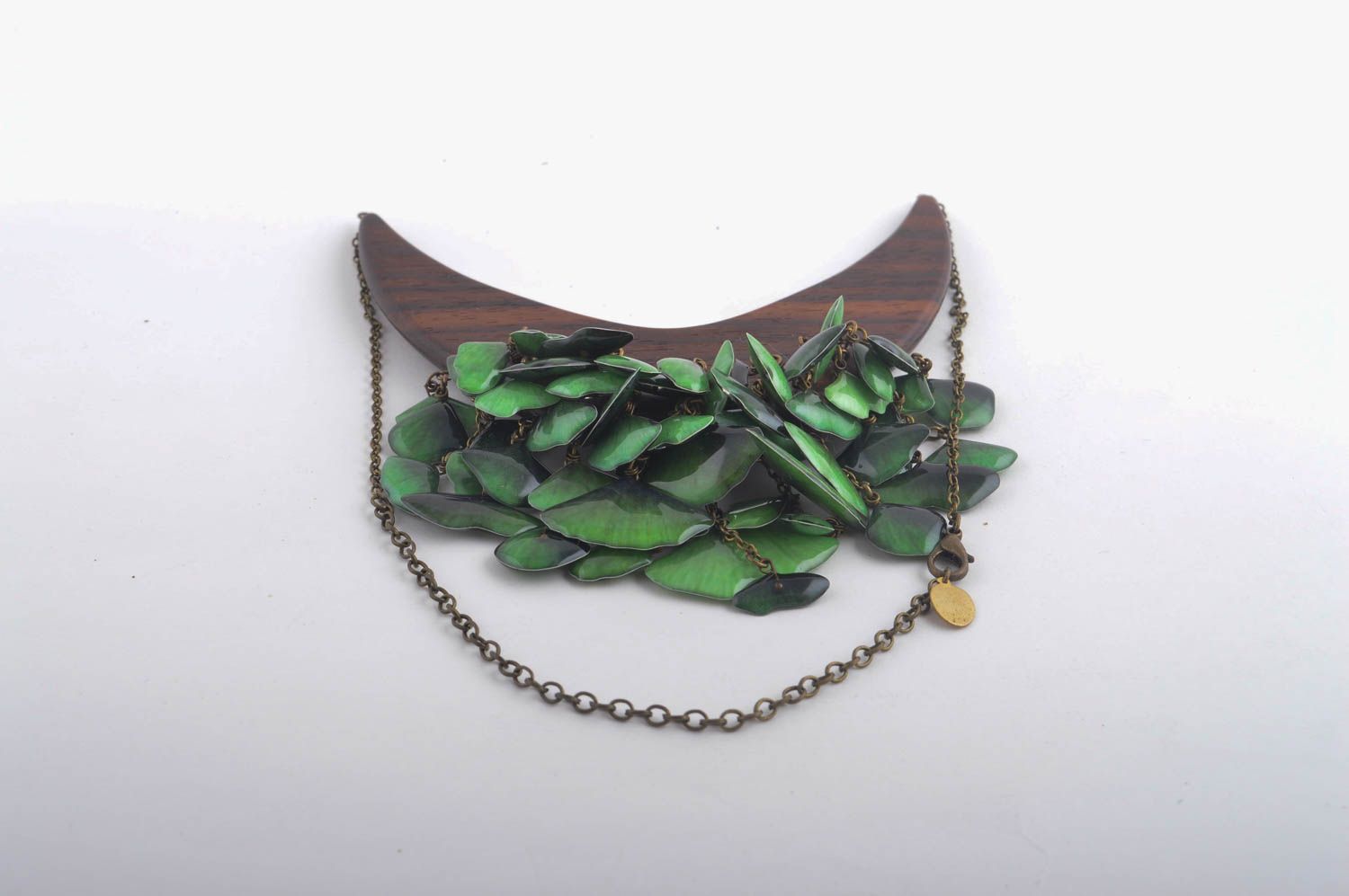 Handmade designer wooden necklace unusual stylish necklace elegant jewelry photo 2