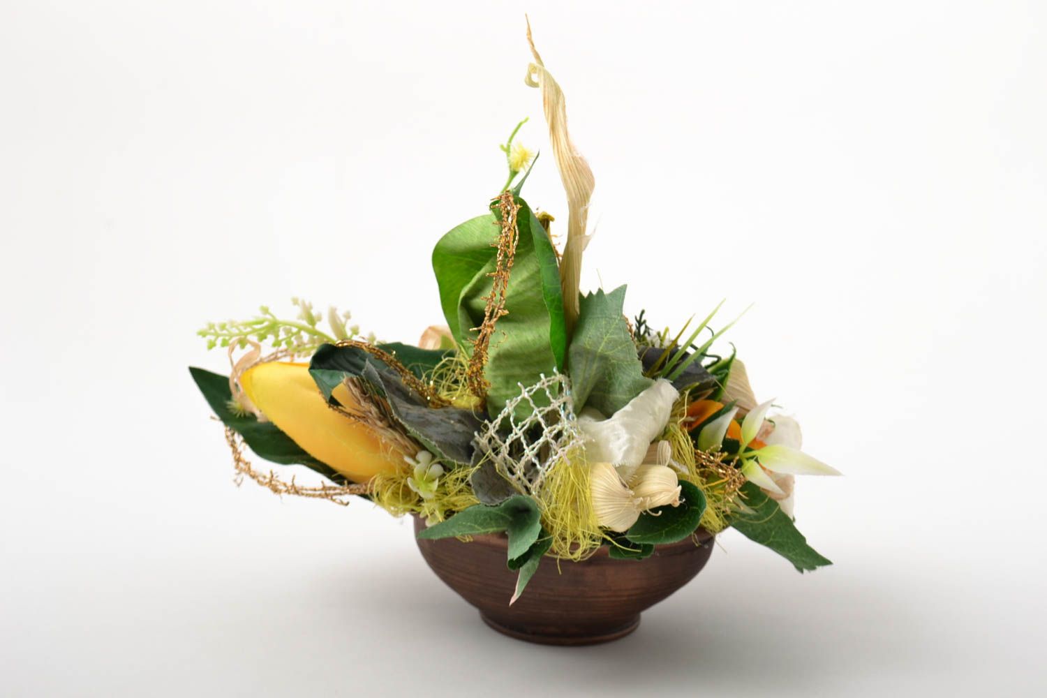 Composition florale faite main Ikebana de table dans vase Décoration maison photo 3