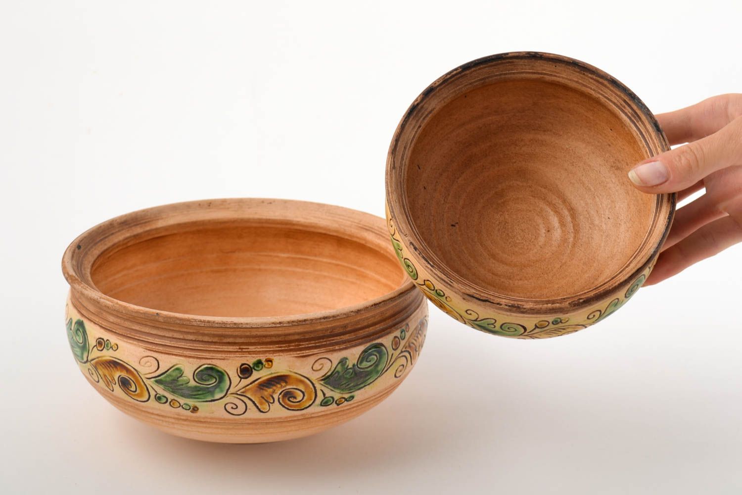 2 cuencos de cerámica hechos a mano vasijas de barro elementos decorativos foto 2
