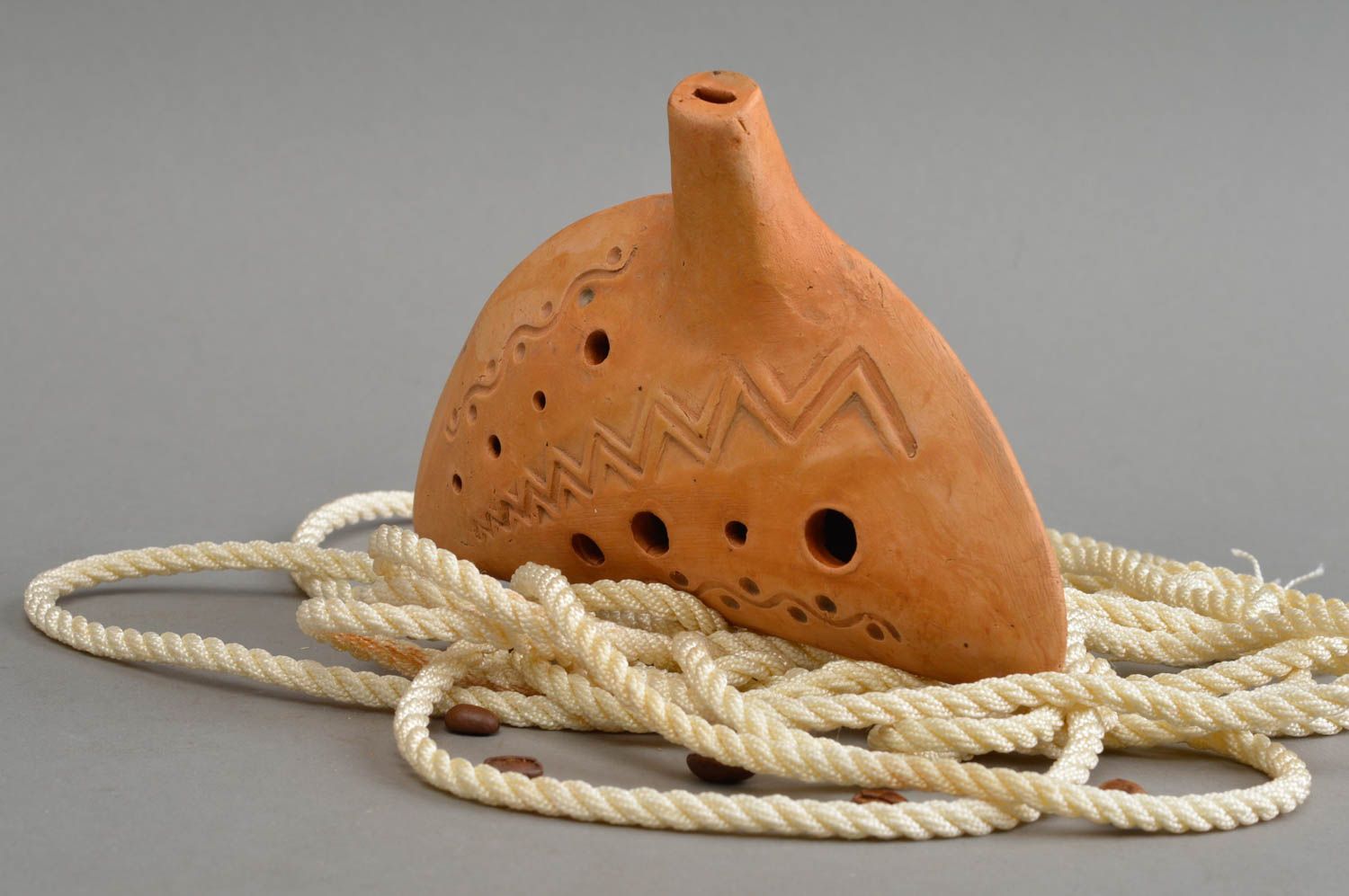 Handmade clay penny whistle ceramic folk musical instrument ethnic whistle  photo 1