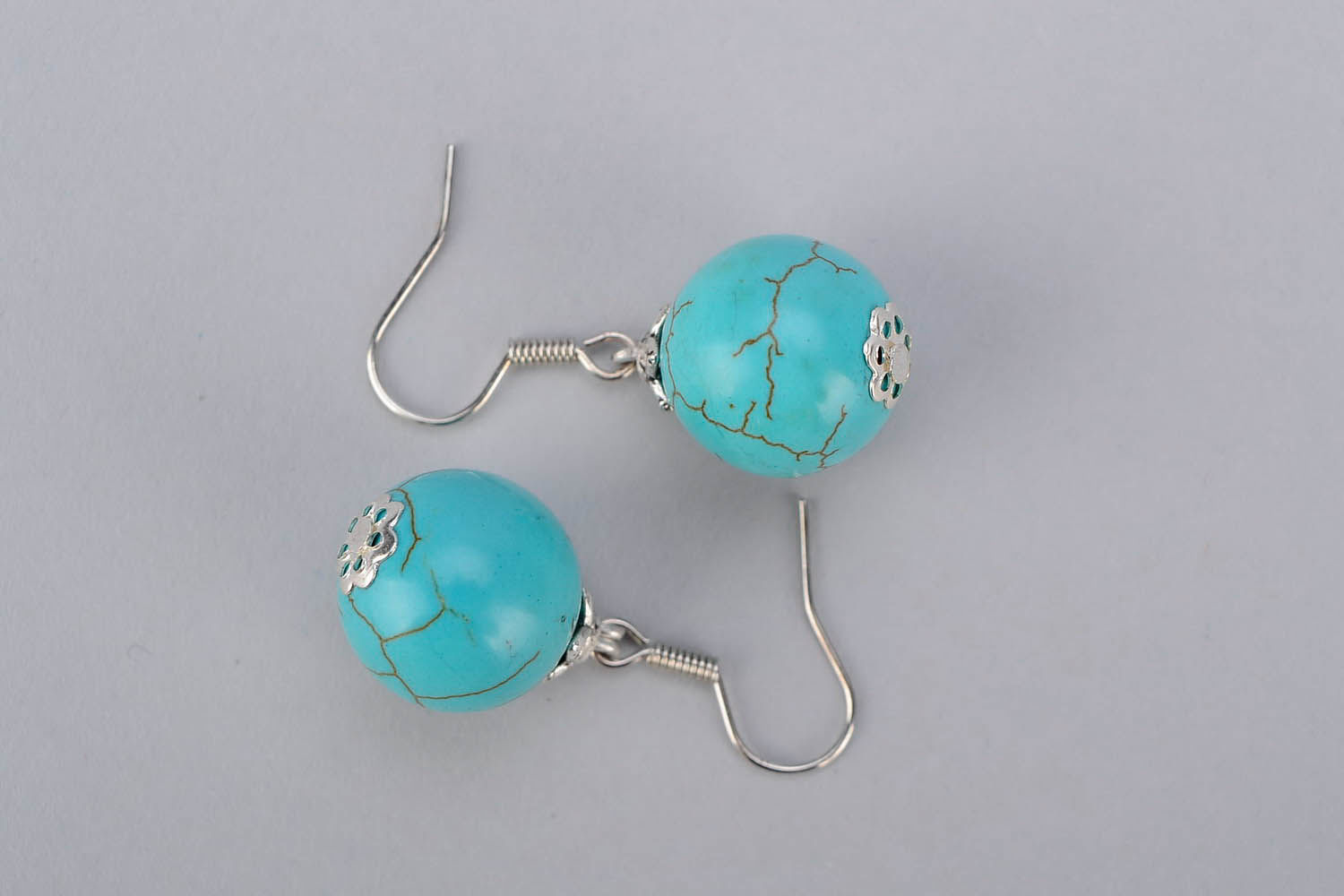 Earrings made of turquoise with Czech crystal photo 2