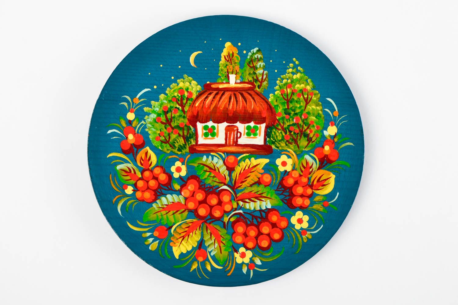 Тарелка на стену хэнд мейд изделие с Петриковской росписью декоративная тарелка фото 4