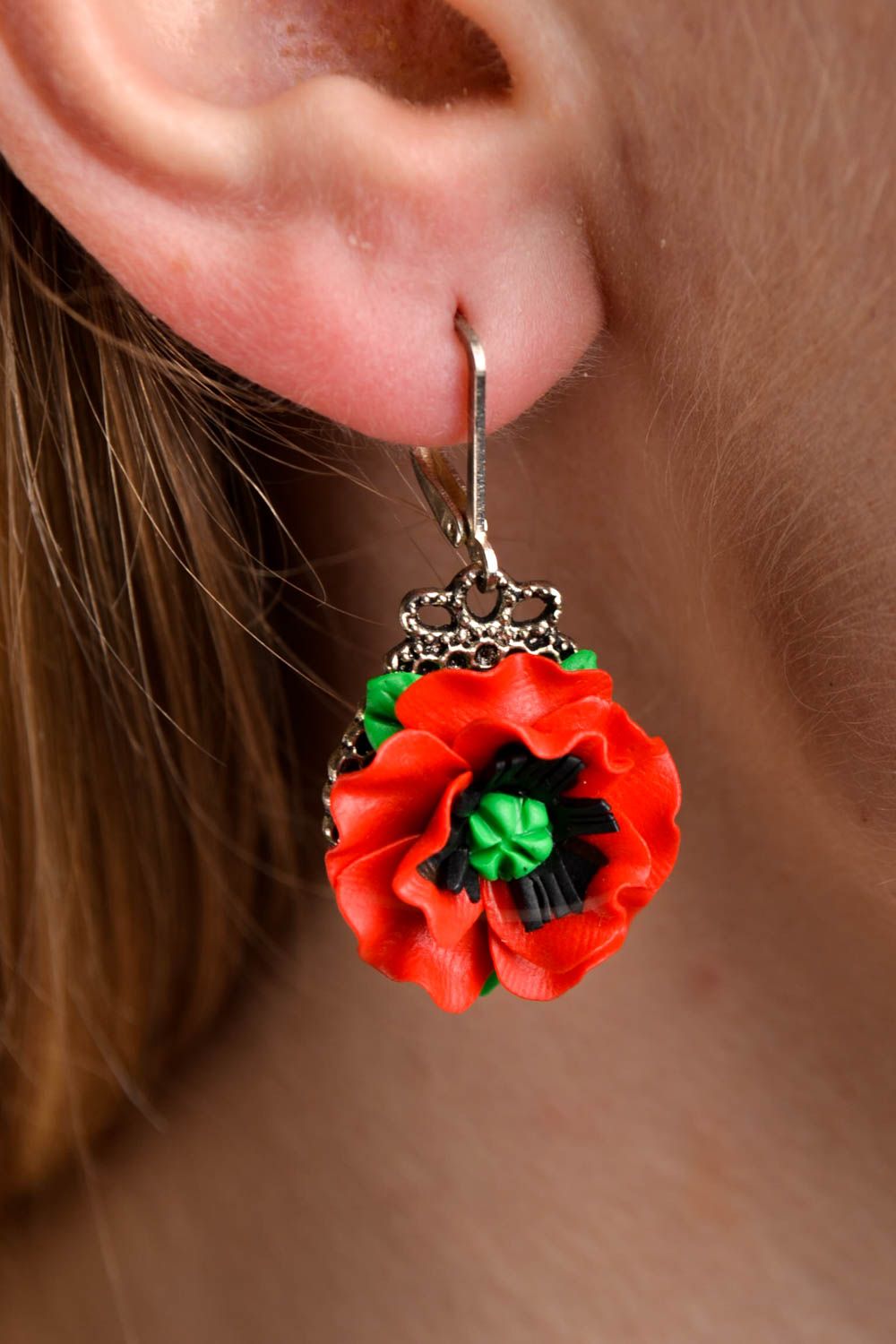 Runde Blumen Ohrringe handmade Accessoire für Frauen modische schöne Ohrringe foto 1