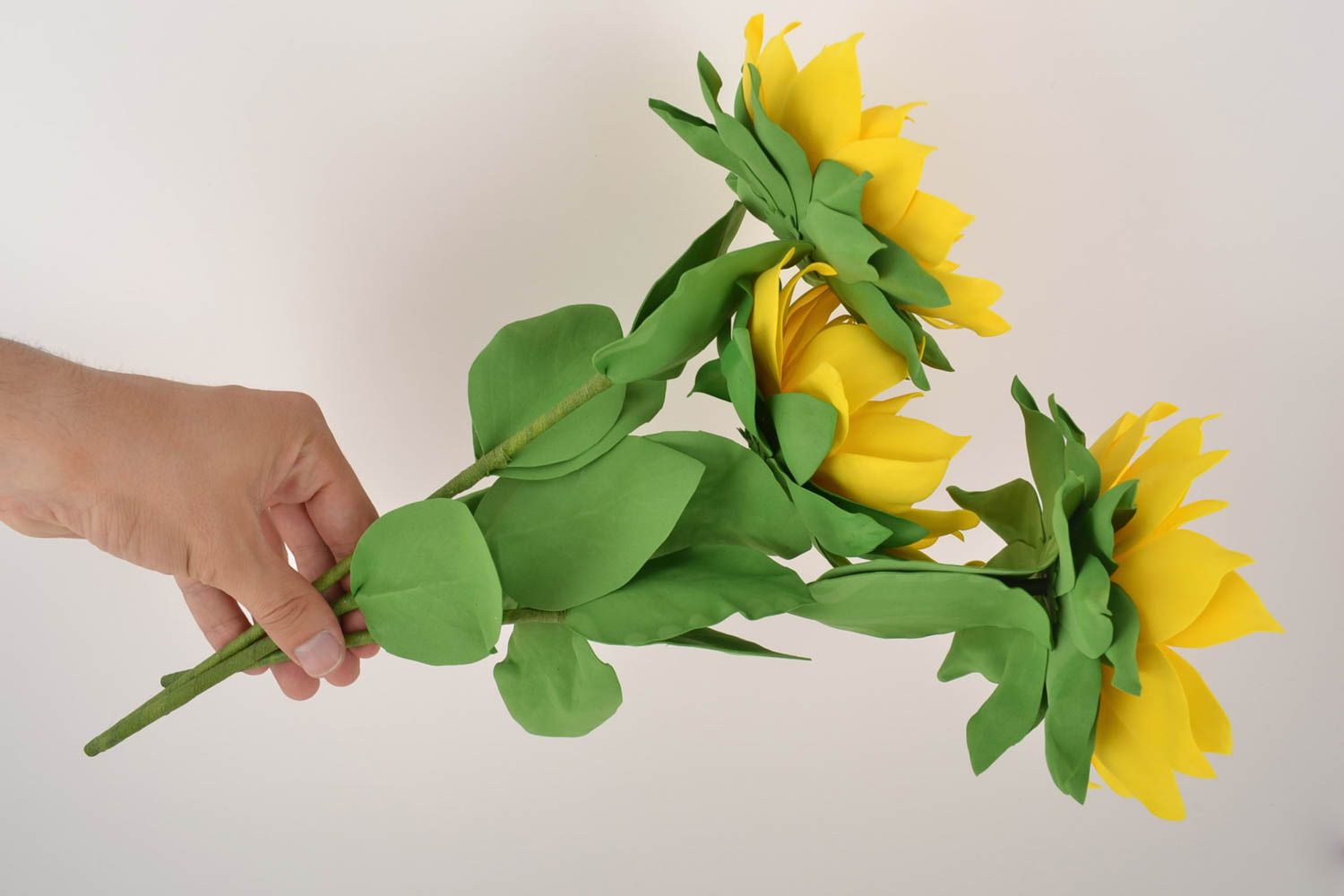 Fleurs artificielles de tournesols 3 pièces faites main en foamiran décoration photo 5