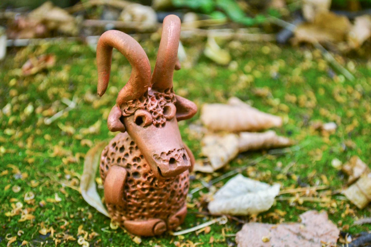 Handmade ceramic statuette unusual clay figurine cute interior element photo 1