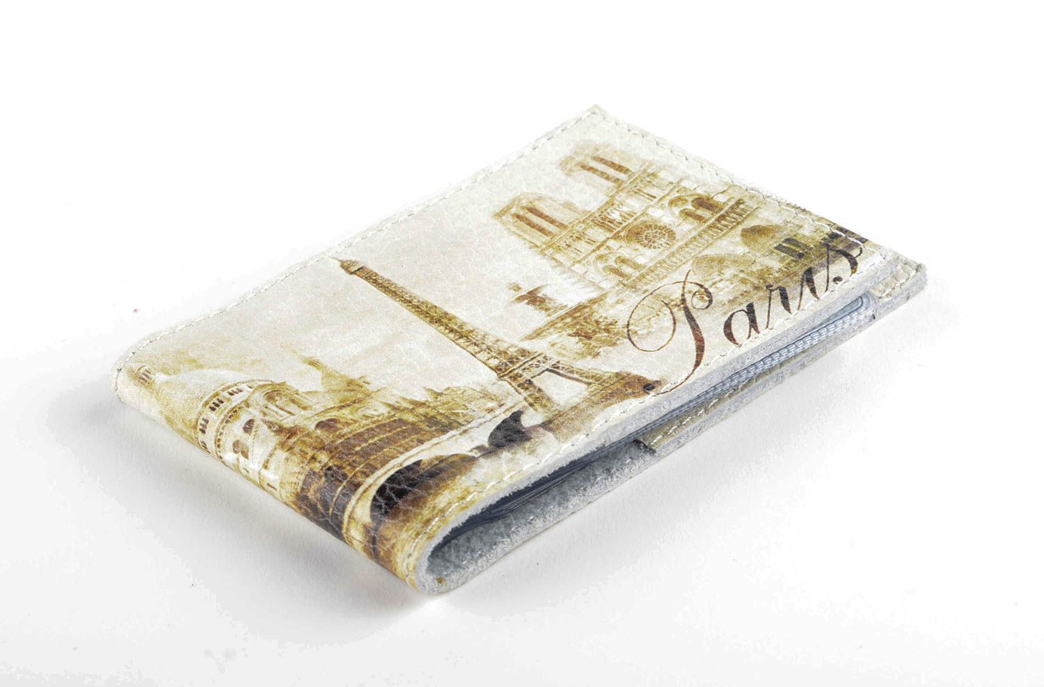 Porte-cartes de visite de cuir fait main original Cadeau pour femme Paris photo 1