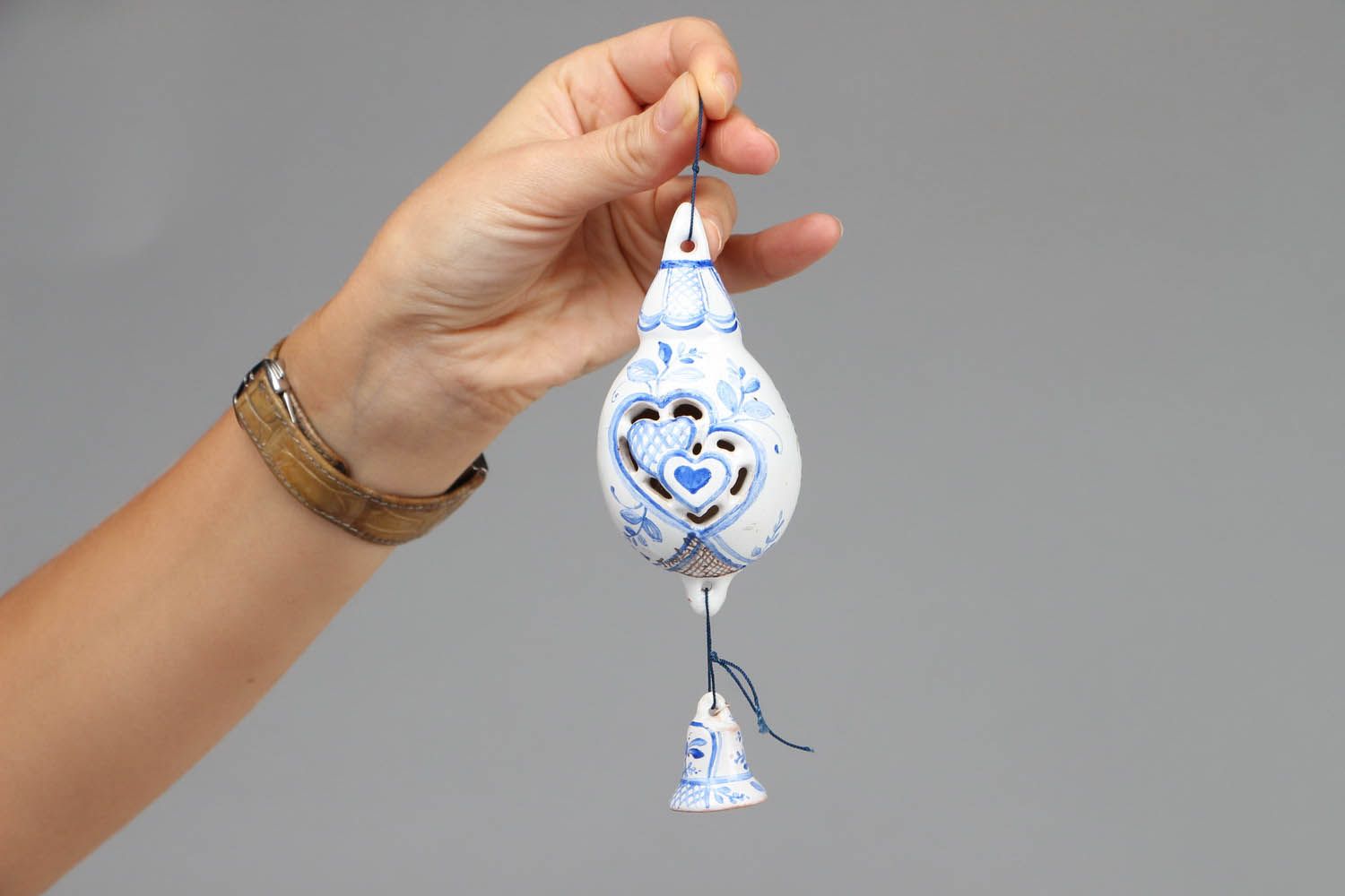 Ceramic Pendant Egg with a bell photo 4