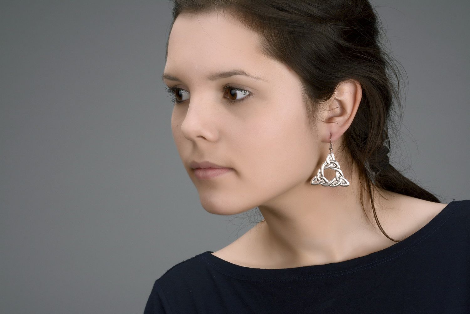 Brass earrings with silvering Infinity photo 5