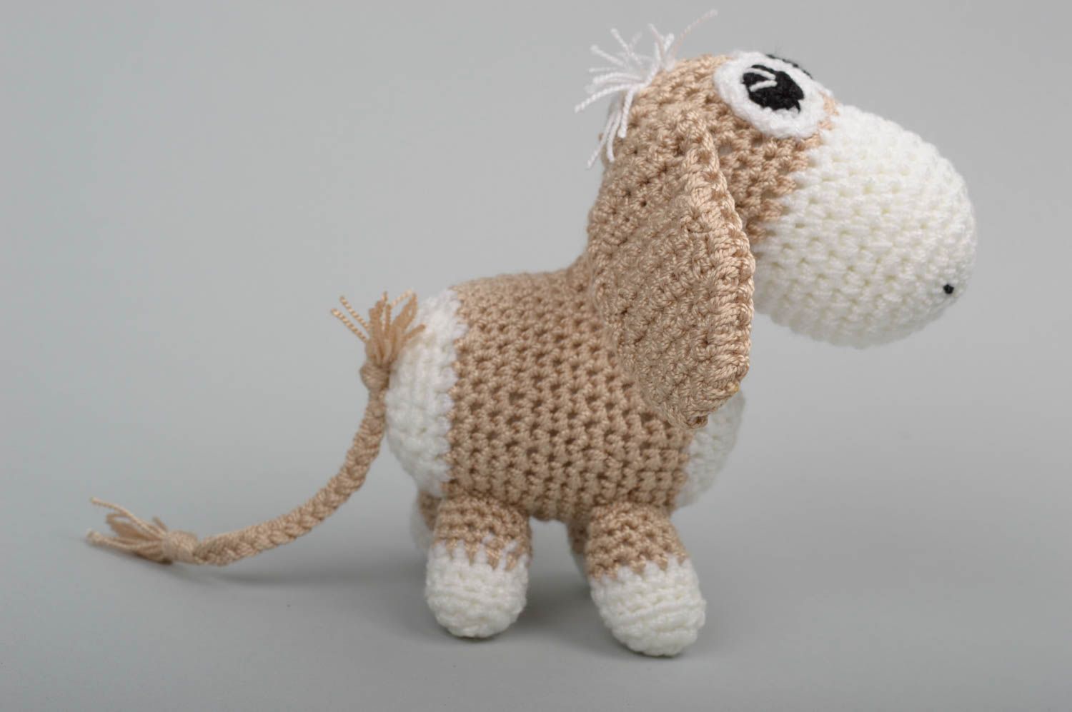 Peluche âne faite main Jouet tricoté au crochet en coton Cadeau pour enfant photo 2