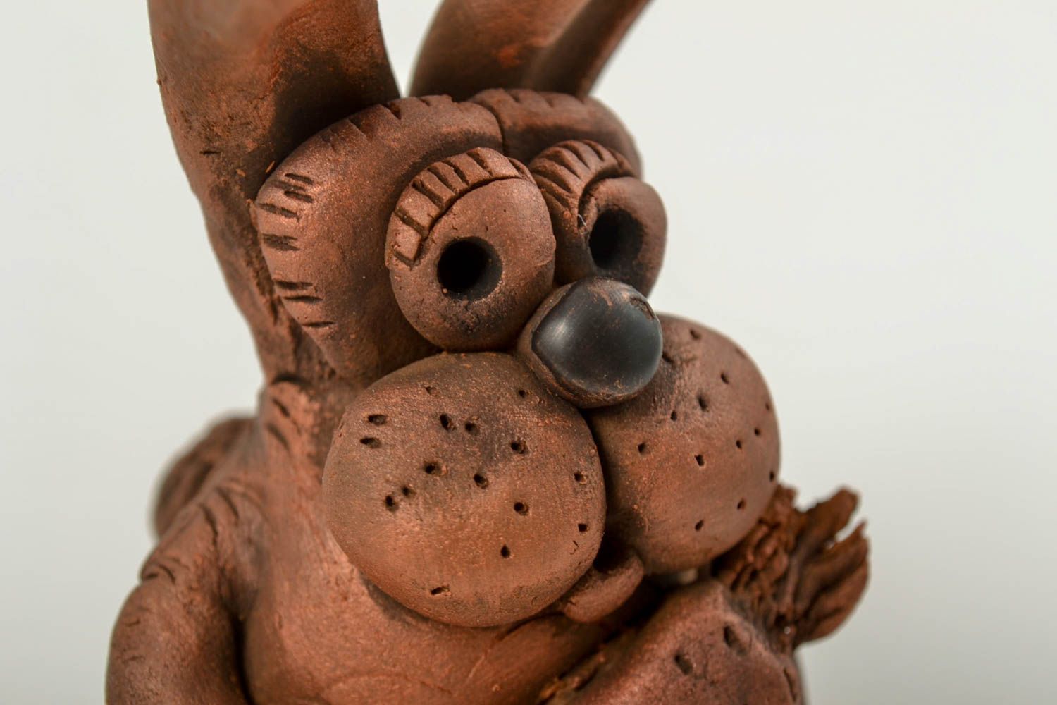 Statuette décorative céramique Figurine fait main lapin Déco maison originale photo 5