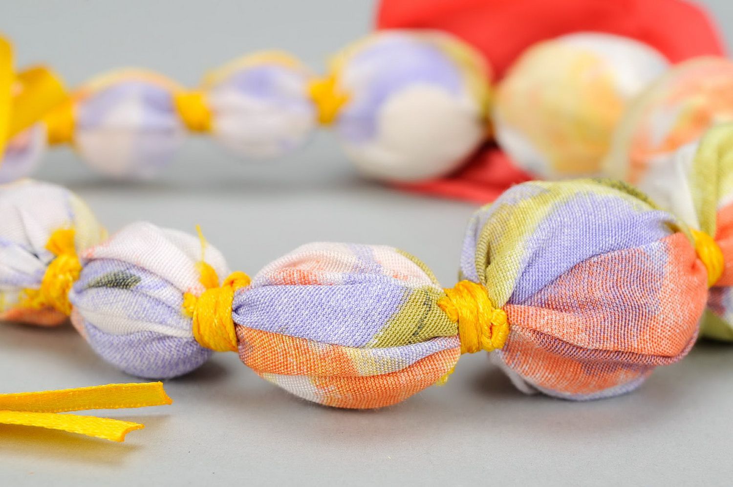 Beads made of cotton, silk and wood Sunny photo 3