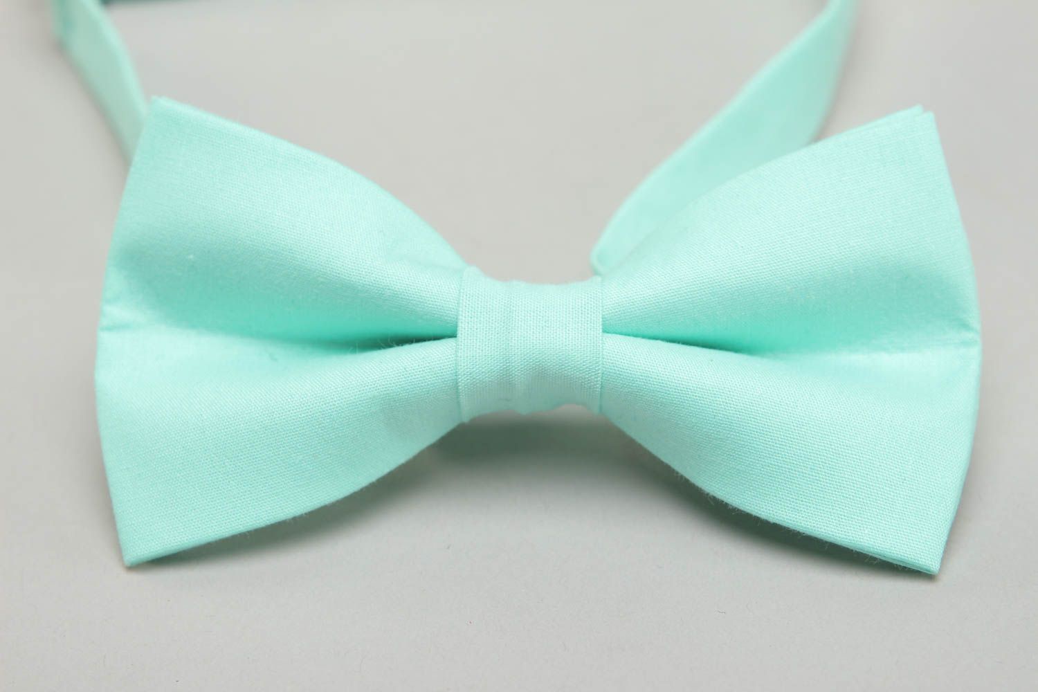 Turquoise cotton fabric bow tie photo 2