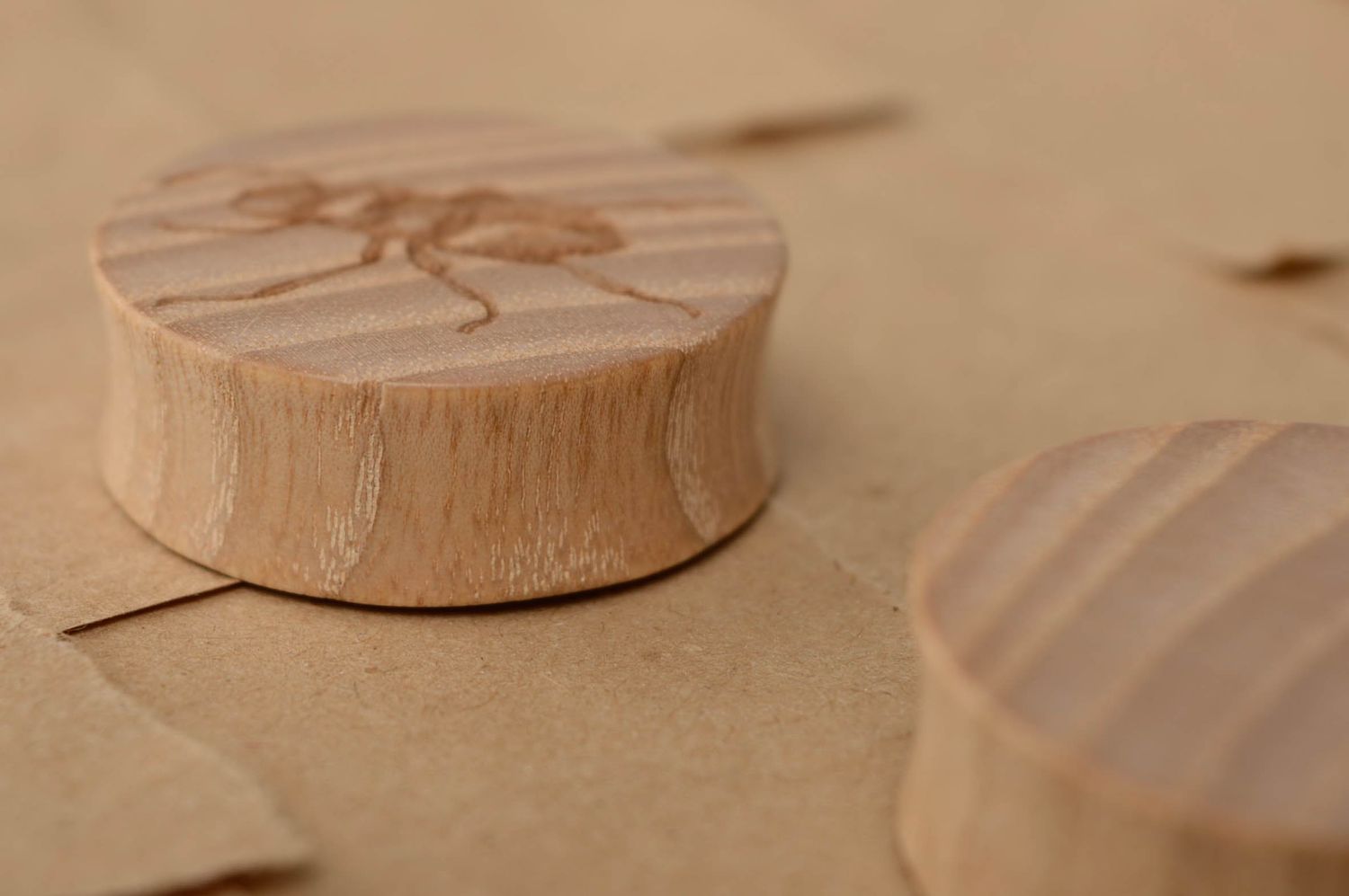 Handmade wooden plug earrings Stag-beetle photo 2
