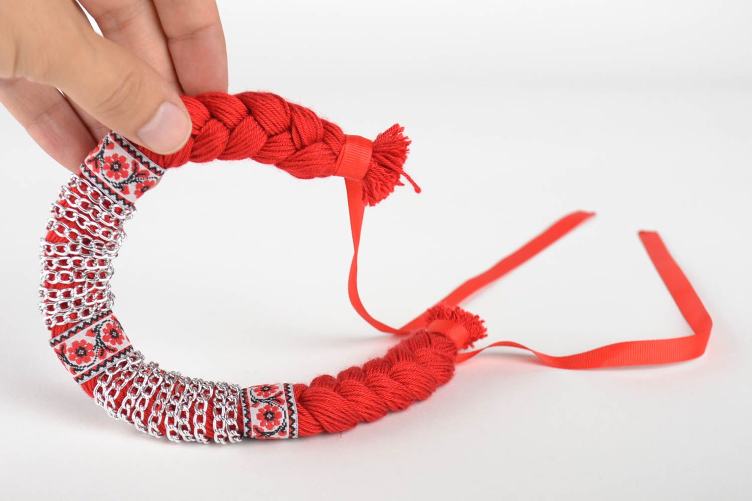 Collana di fili fatta a mano girocollo originale etnico accessorio da donna foto 5