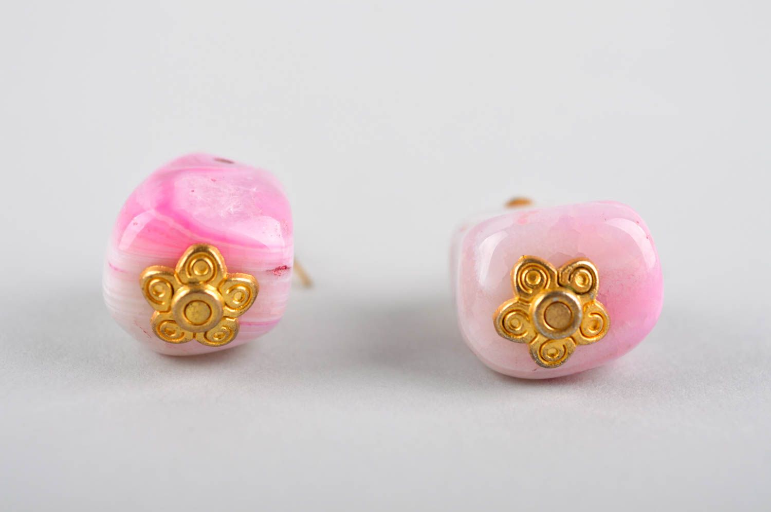 Boucles d'oreilles roses Bijou fait main en pierres naturelles Cadeau pour femme photo 5