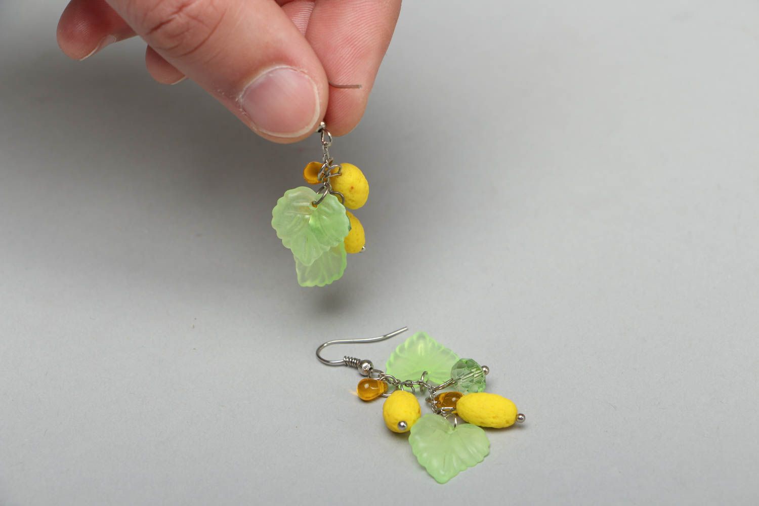 Polymer clay earrings in the shape of lemons photo 3