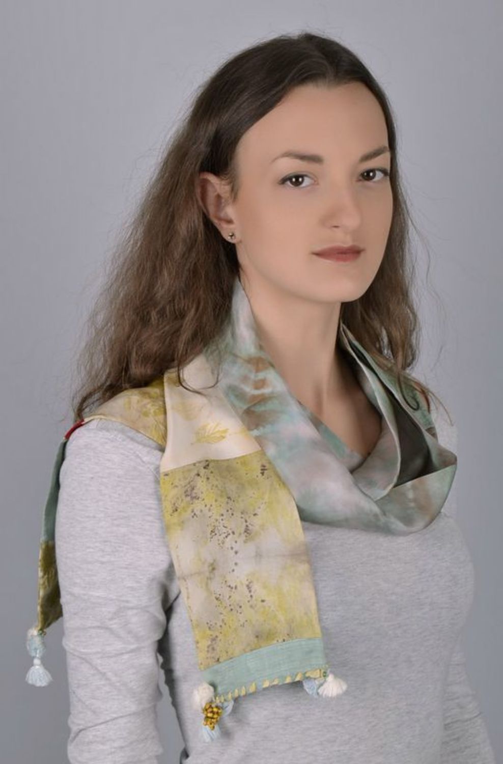 Écharpe originale en soie avec technique patchwork   photo 3