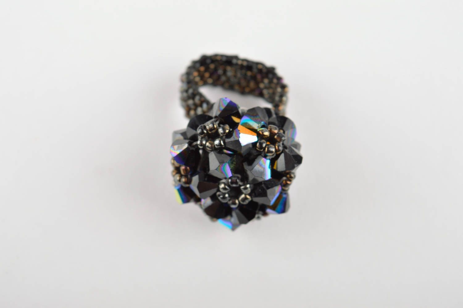 Браслет и кольцо из бисера Вечерние украшения из бисера ручной работы  фото 3
