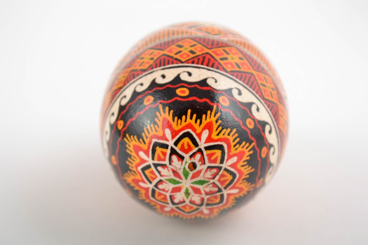 Handmade traditional bright pysanka decorative goose egg painted with acrylics photo 5