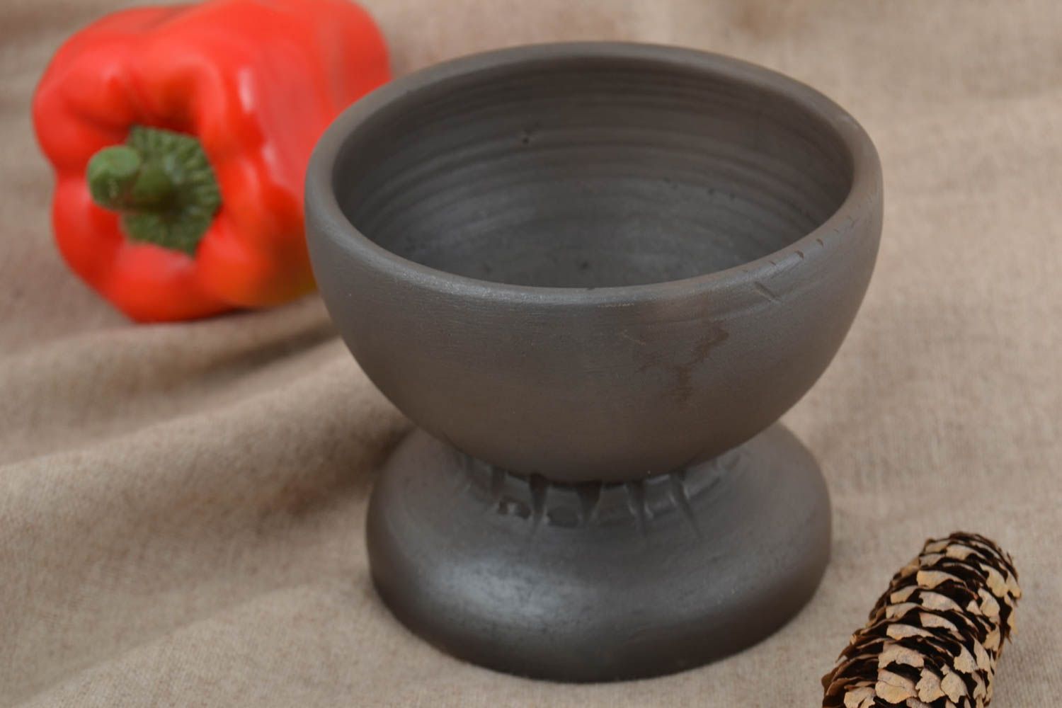 Originelle handgemachte kleine Schale aus Keramik schwarzgeräuchert 300 ml foto 1
