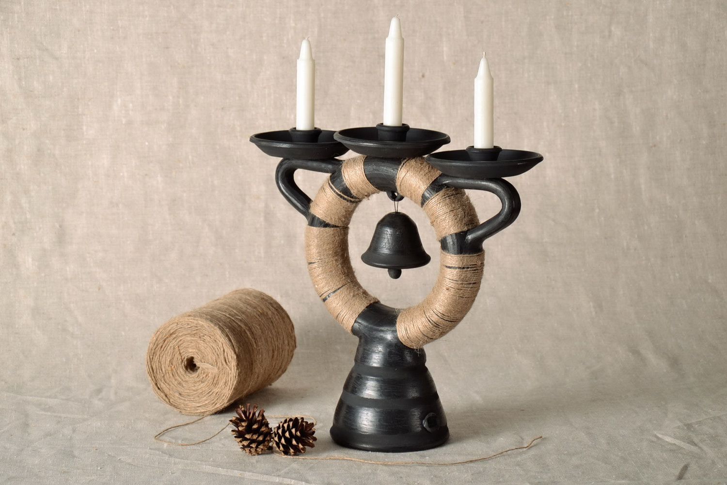 Ceramic candlestick with a bell photo 4