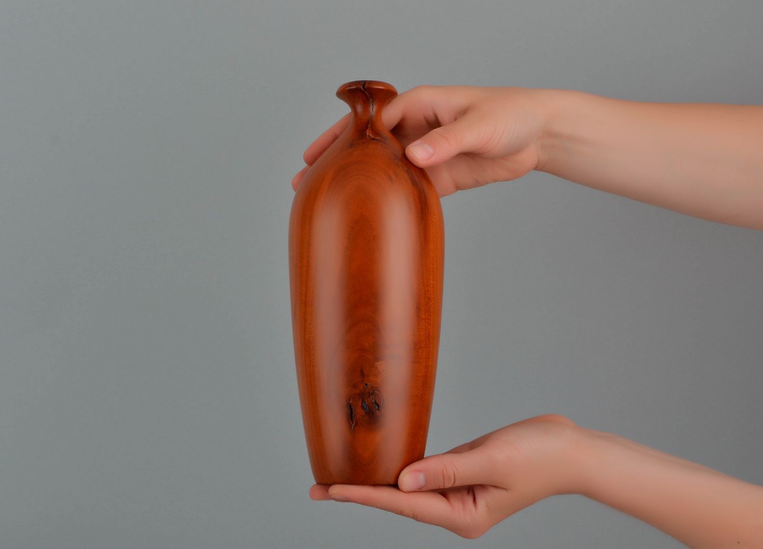 11 inches maple wood bottle shape handmade table décor vase 1,8 lb photo 4