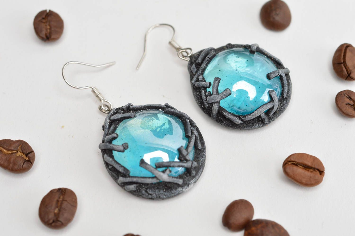 Beautiful handmade plastic earrings designer earrings with glass gifts for her photo 1