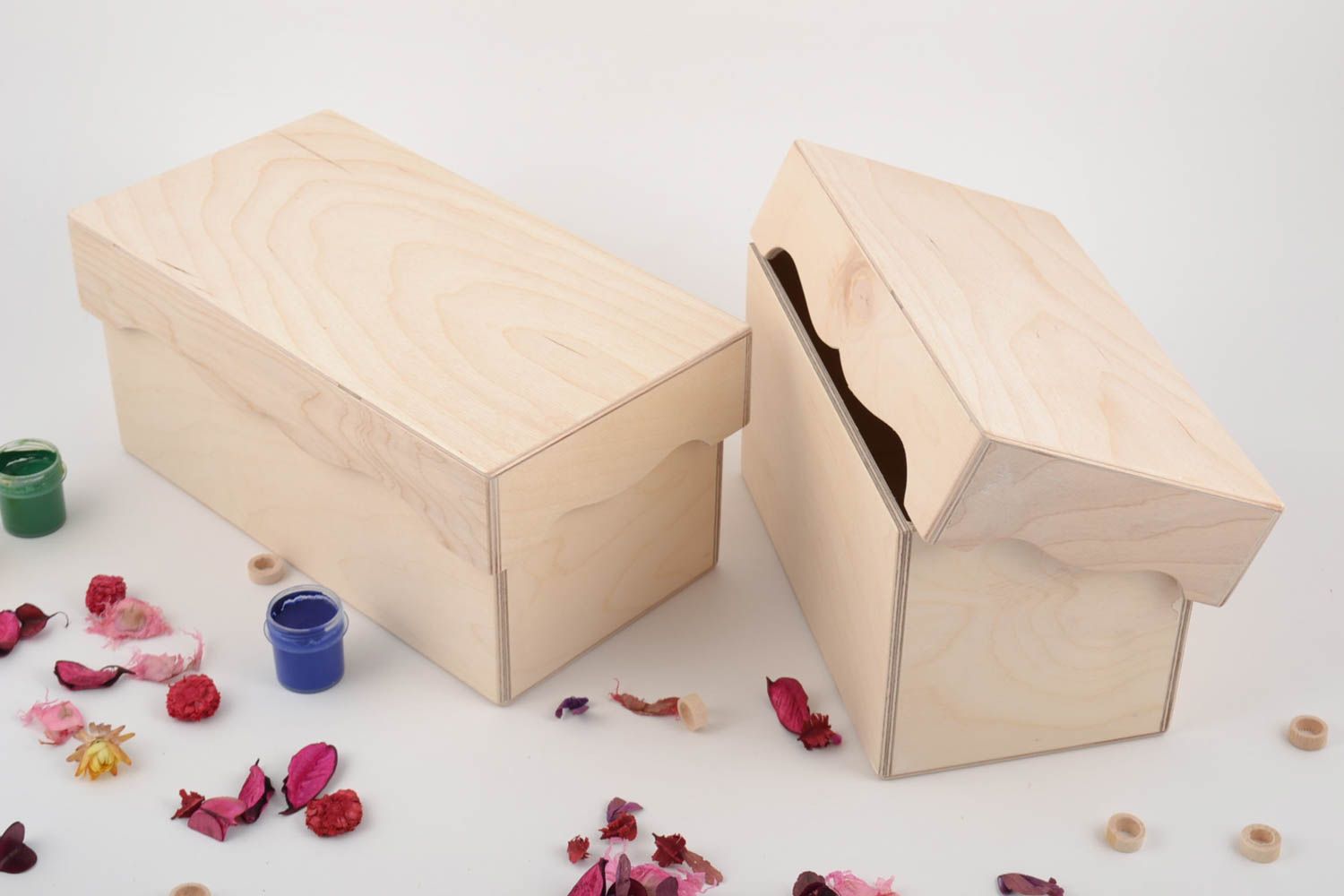 Ébauches de boîtes en bois faites main à décorer contreplaqué 2 pièces photo 1