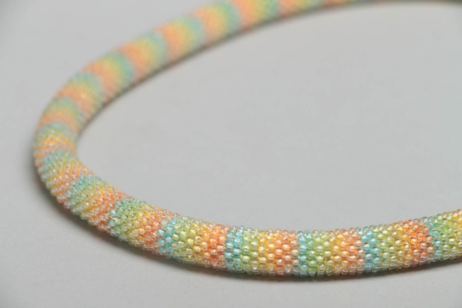 Handmade beaded cord necklace made of Czech beads beautiful bright unusual photo 3