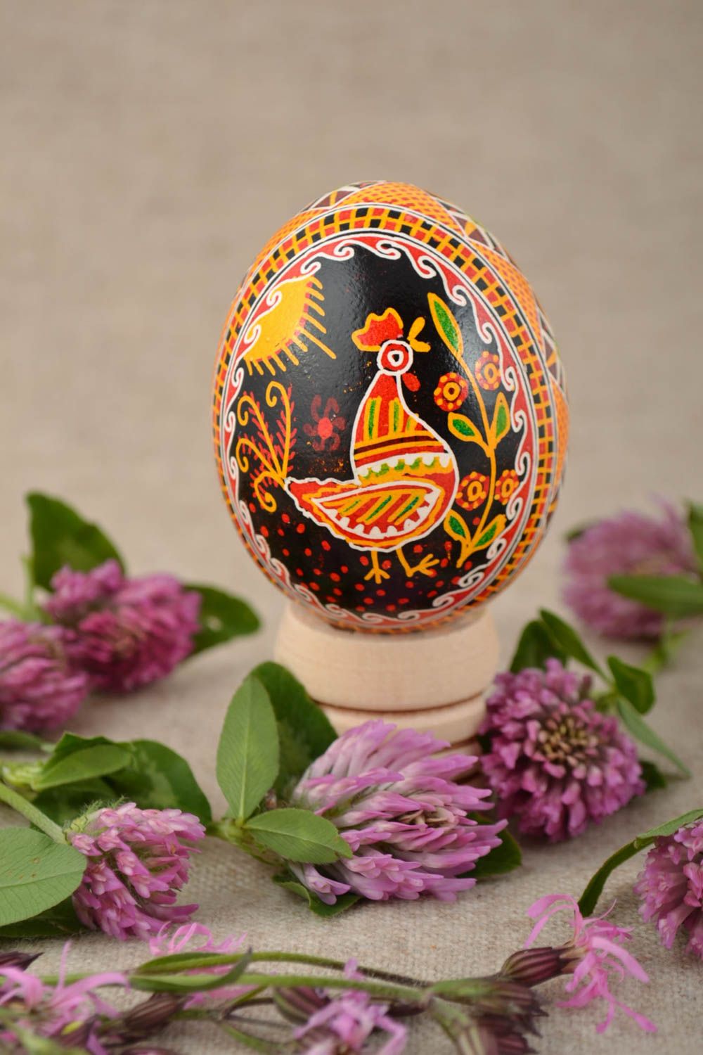 Unusual beautiful handmade painted Easter chicken egg  photo 1
