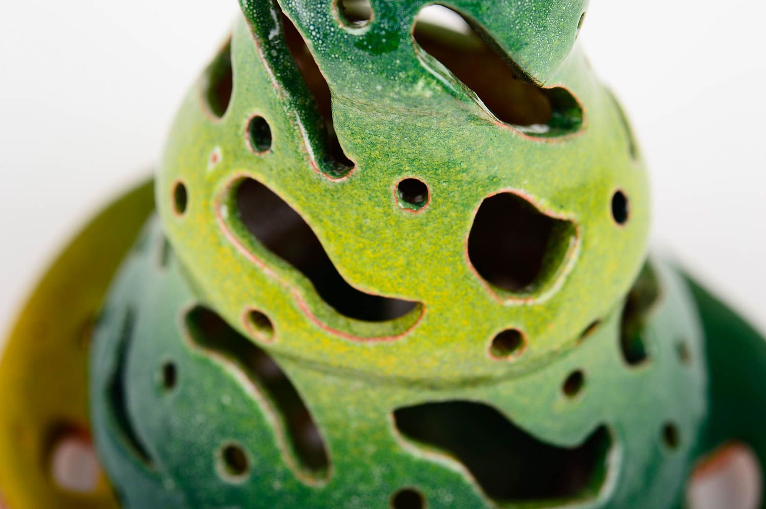 Зеленый подсвечник ручной работы декор для дома керамический подсвечник Елка фото 5