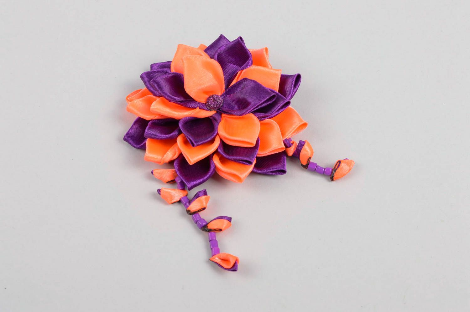 Violett orange Blume Haarspange handgemachter Schmuck Accessoire für Mädchen  foto 2