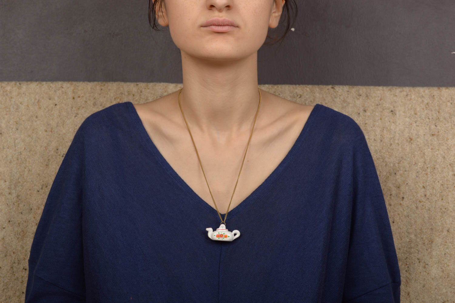 Colgante de arcilla artesanal bisutería para mujer accesorio de moda Tetera foto 5