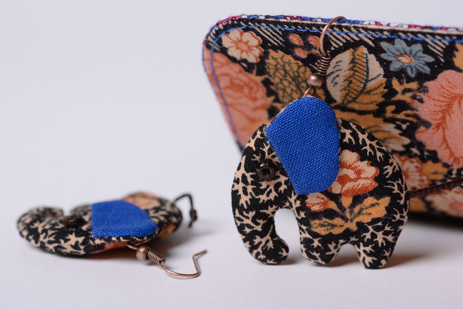 Текстильный комплект женский кошелек и серьги фото 4