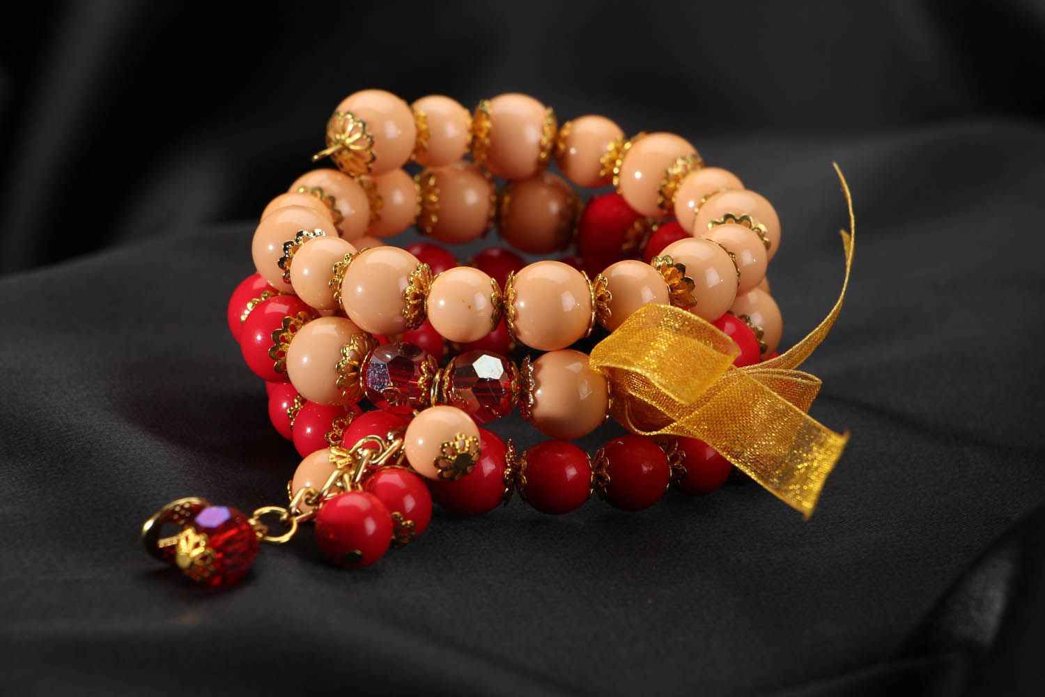 Bracelet de perles décoratives multirang artisanal photo 1