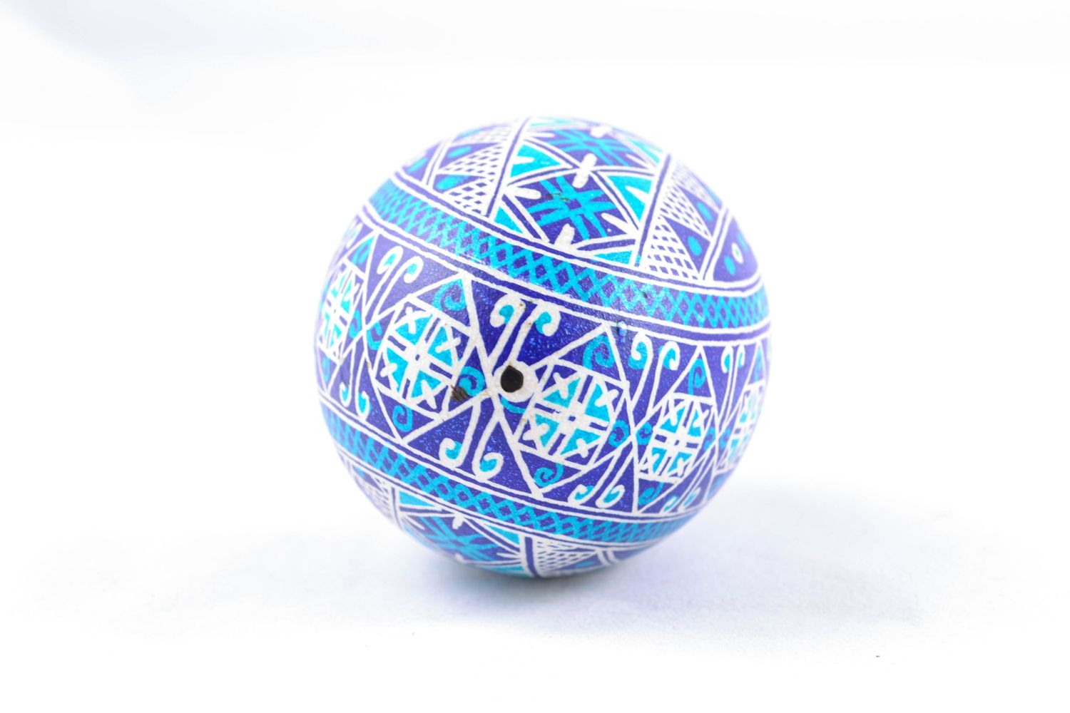 Handmade decorative Easter egg of blue color photo 4