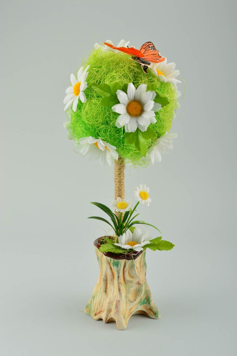 Topiario de flores hecho a mano regalo original elemento decorativo verde foto 1