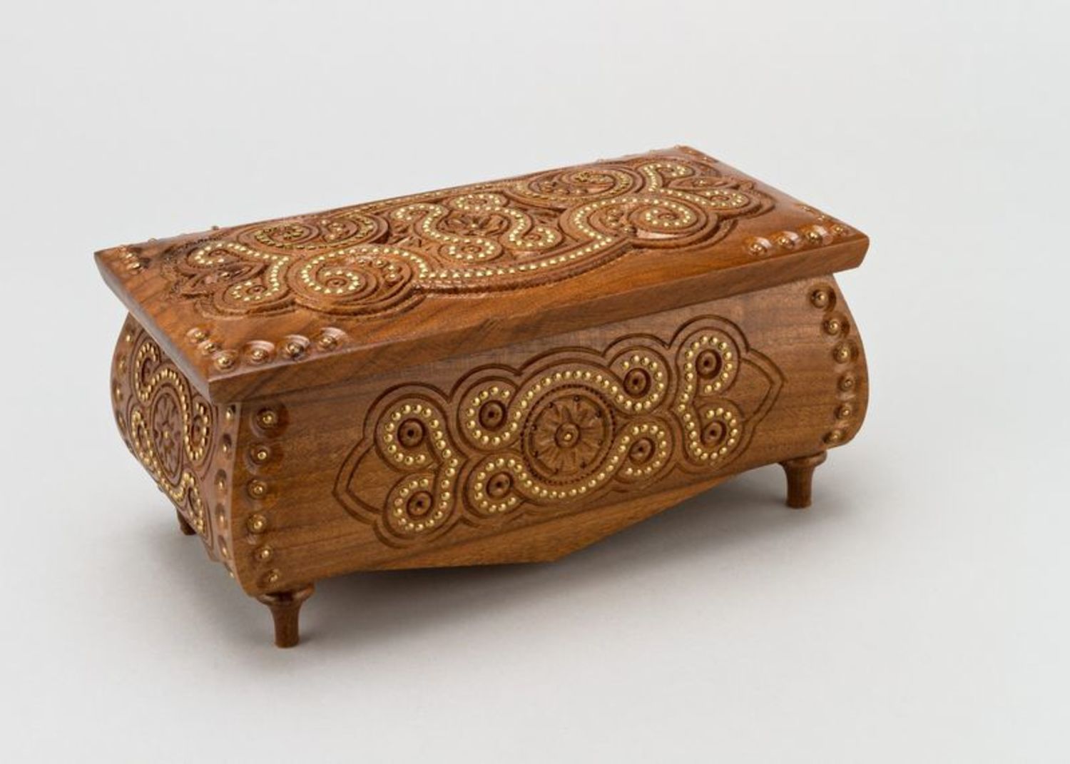 Wooden box with carving and inlay photo 3