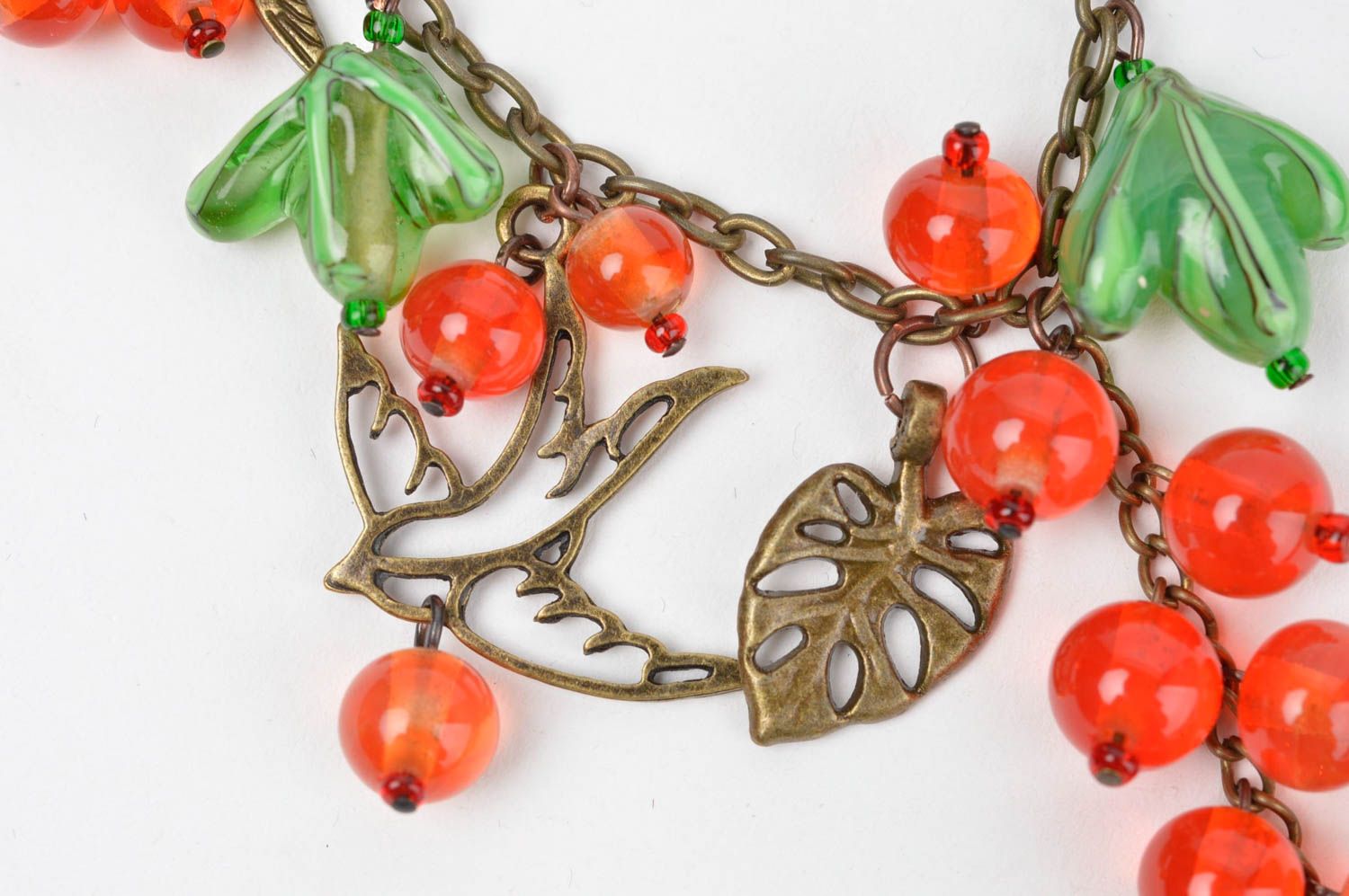 Halskette für Frauen Schmuck aus Glas Schmuck handgemacht Halsketten Damen rot foto 5