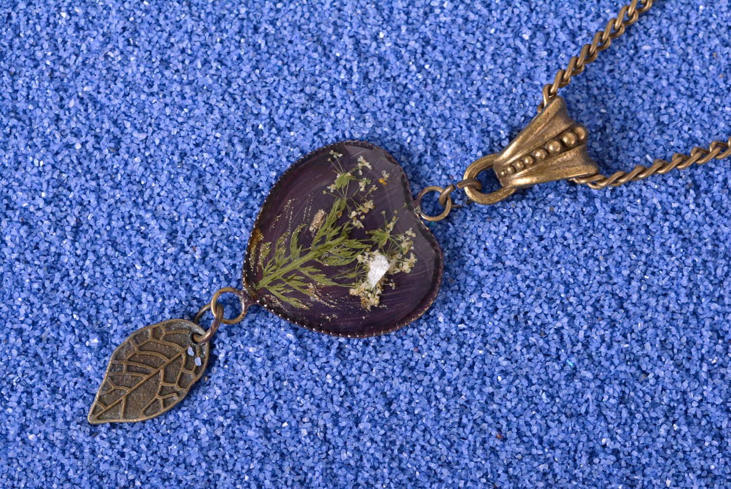 Handmade pendant unusual accessory epoxy resin jewelry gift for women photo 1