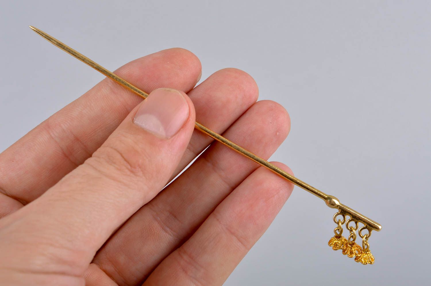 Handmade brass hair stick unusual hair accessory metal hair stick gift photo 5
