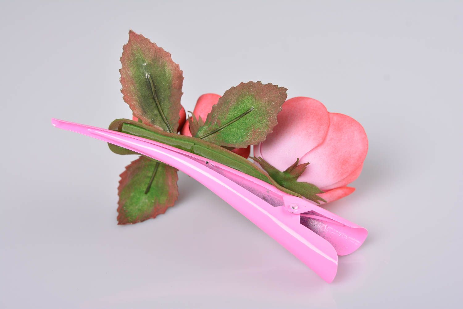Beautiful handmade women's foamiran flower hair clip photo 3
