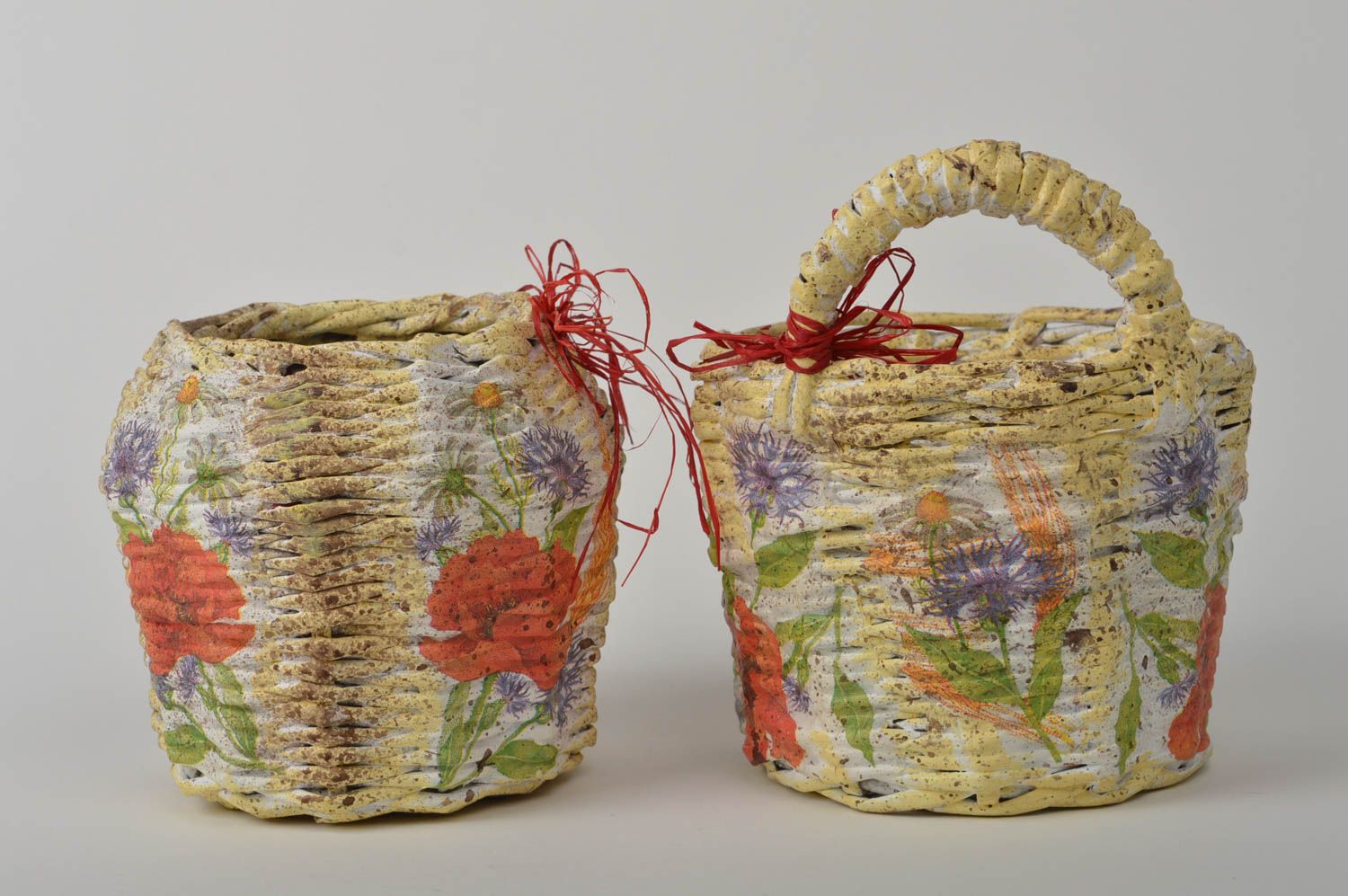 Set of two made of straw vase baskets for home décor 0,8 lb foto 2
