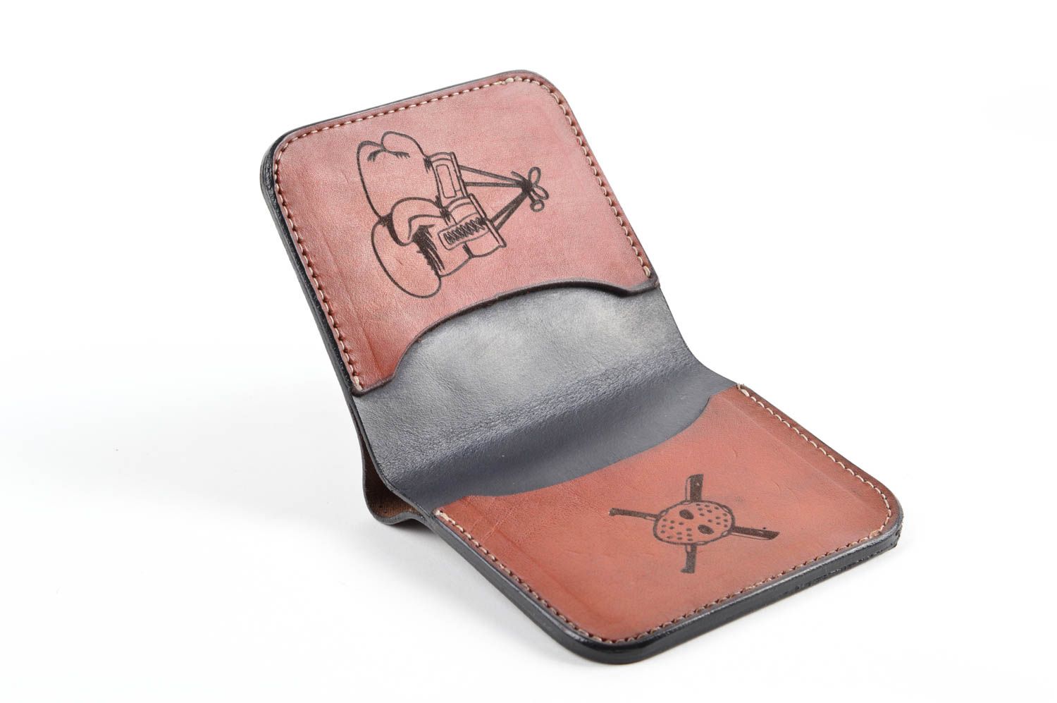 Мужское портмоне хэнд мэйд кожаный кошелек с собаками аксессуар для мужчин фото 3