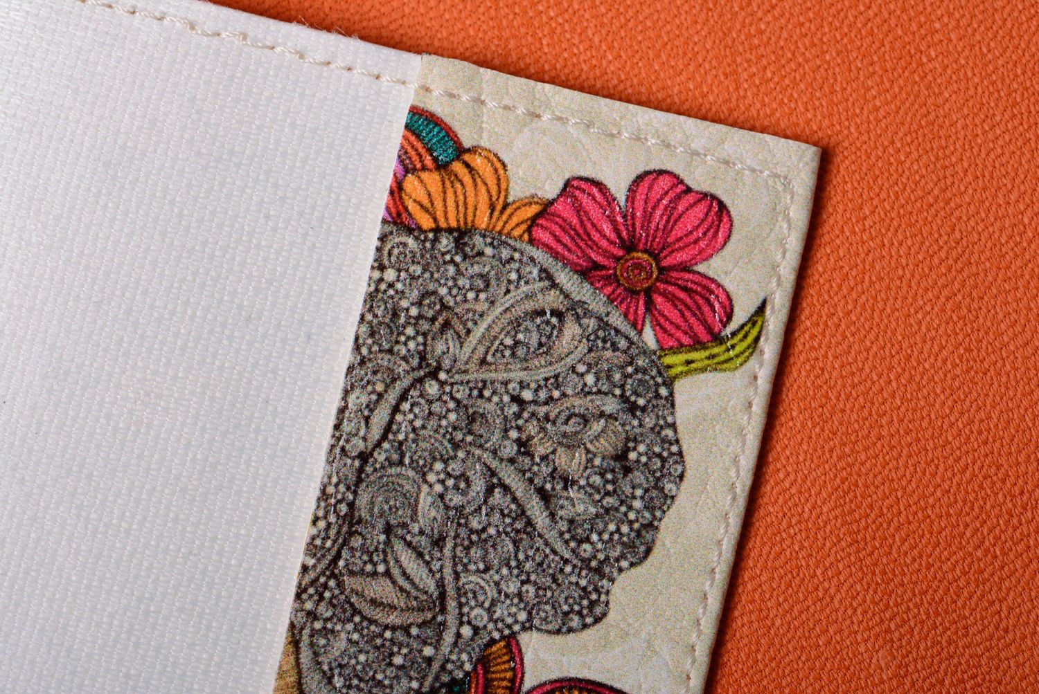 Bright homemade artificial leather passport cover with print photo 5