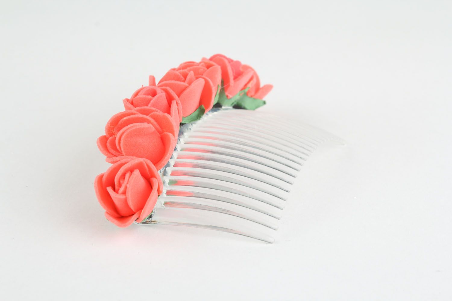 Rosa Haarspange mit Blumen  foto 2