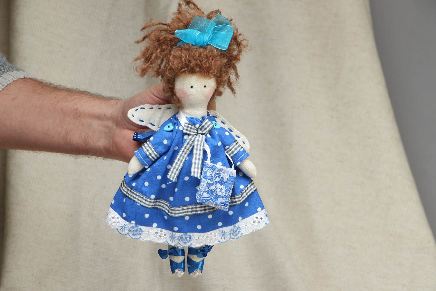 Handmade soft doll Angel in Blue photo 4