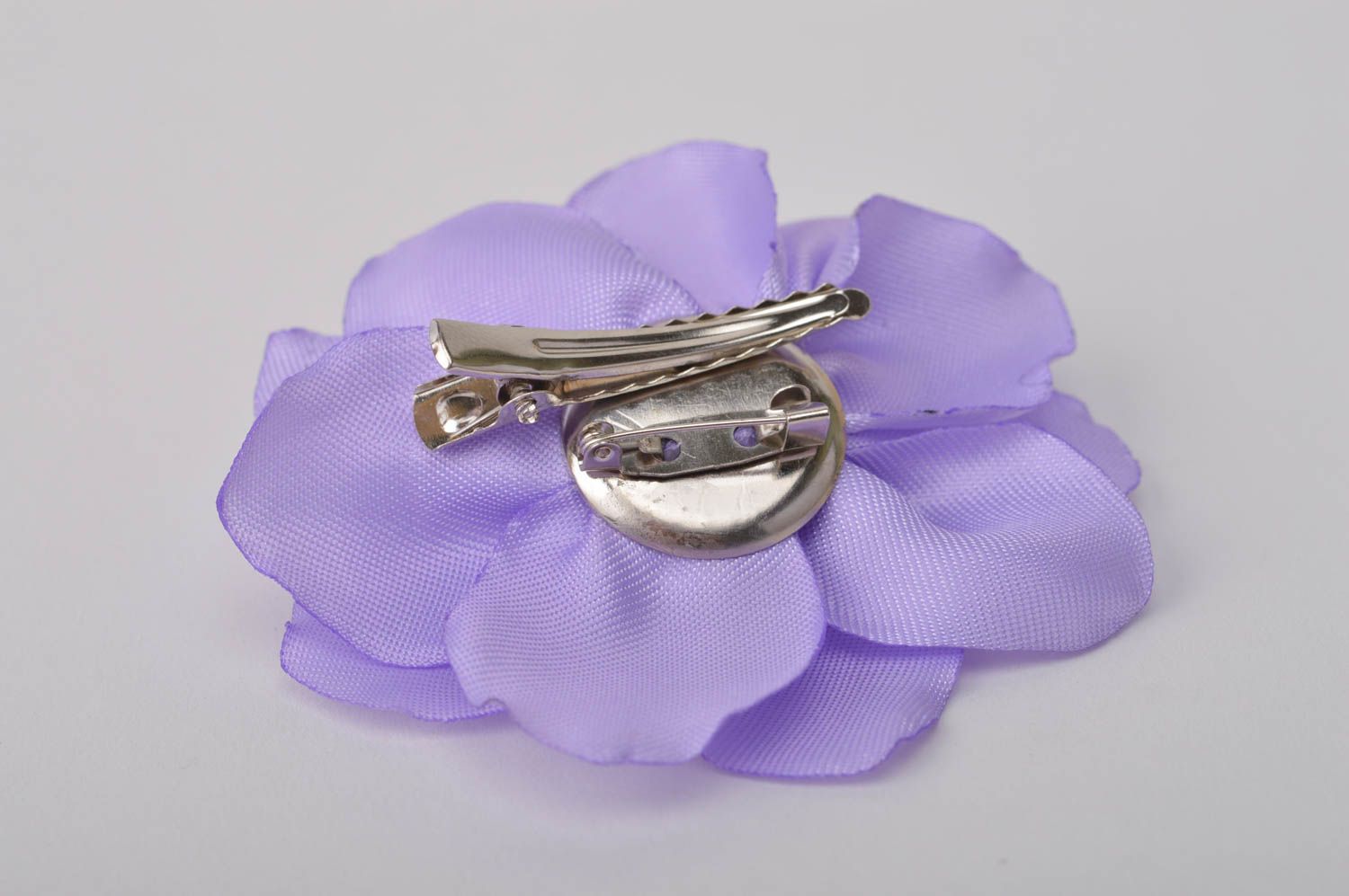 Broche fleur violette faite main Pince à cheveux en satin Accessoires femme photo 5